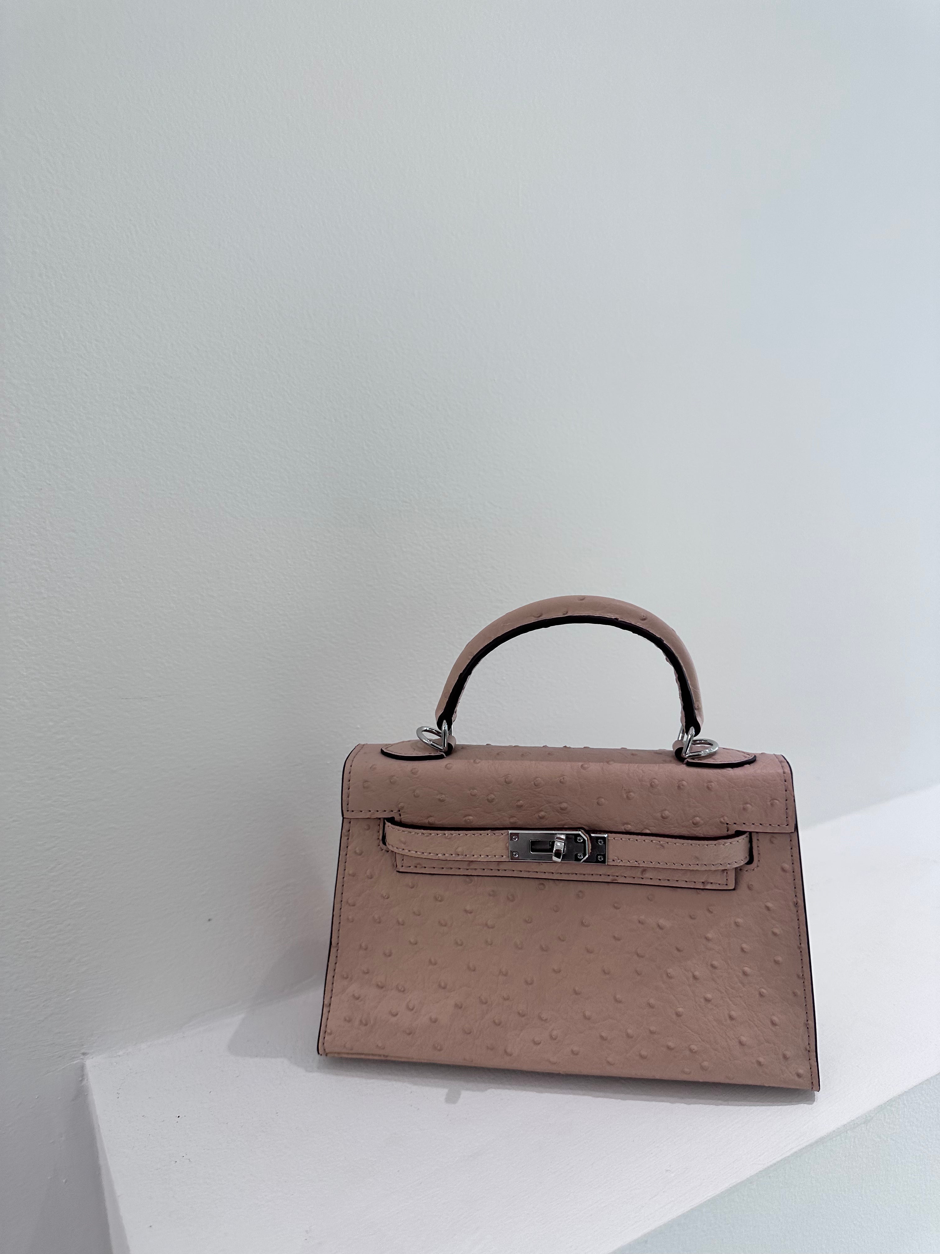 Ostrich Bag Peach - Exotic Leather Bag UAE | Clear UAE
