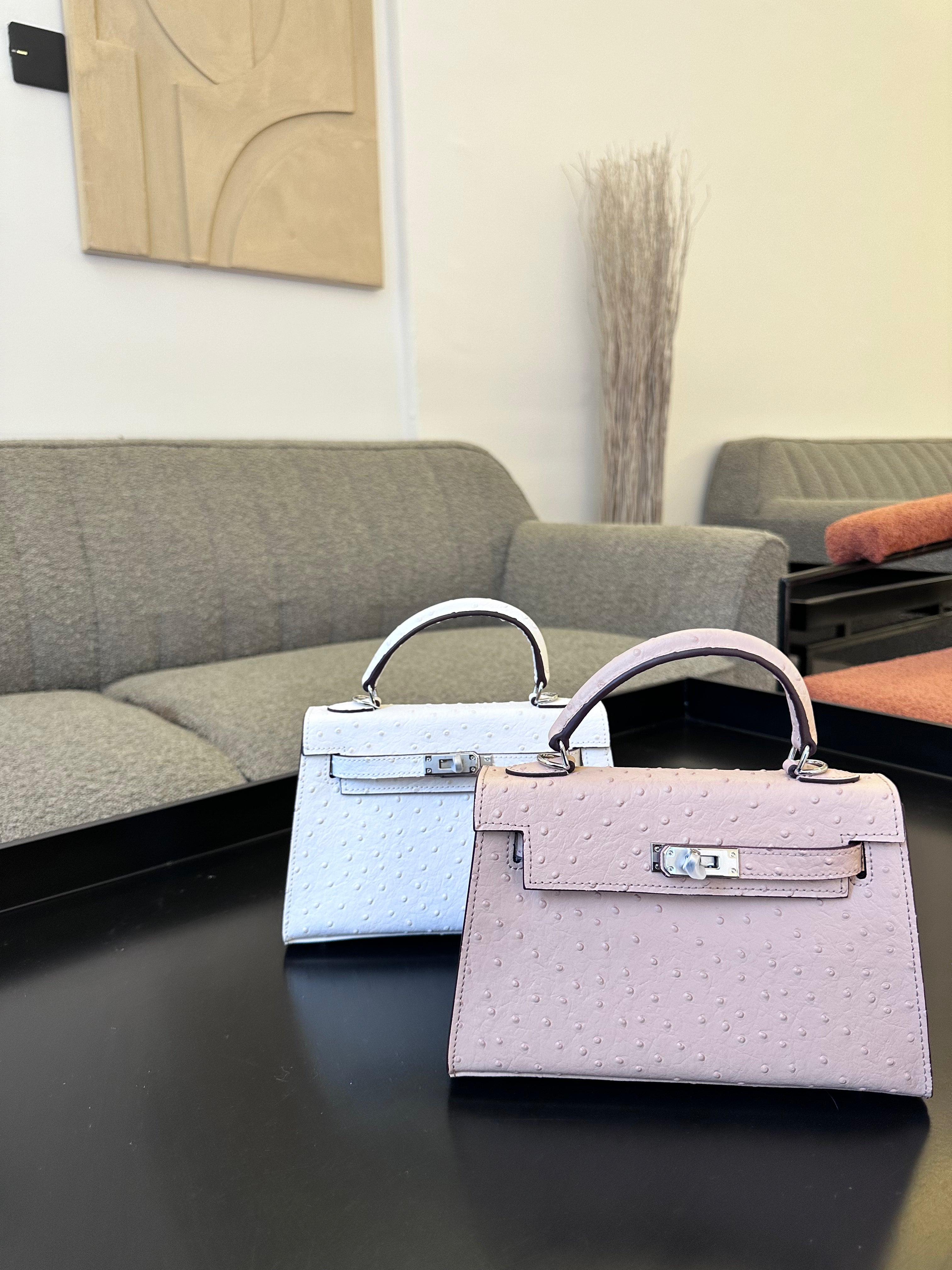Ostrich Bag Peach - Exotic Leather Bag UAE | Clear UAE
