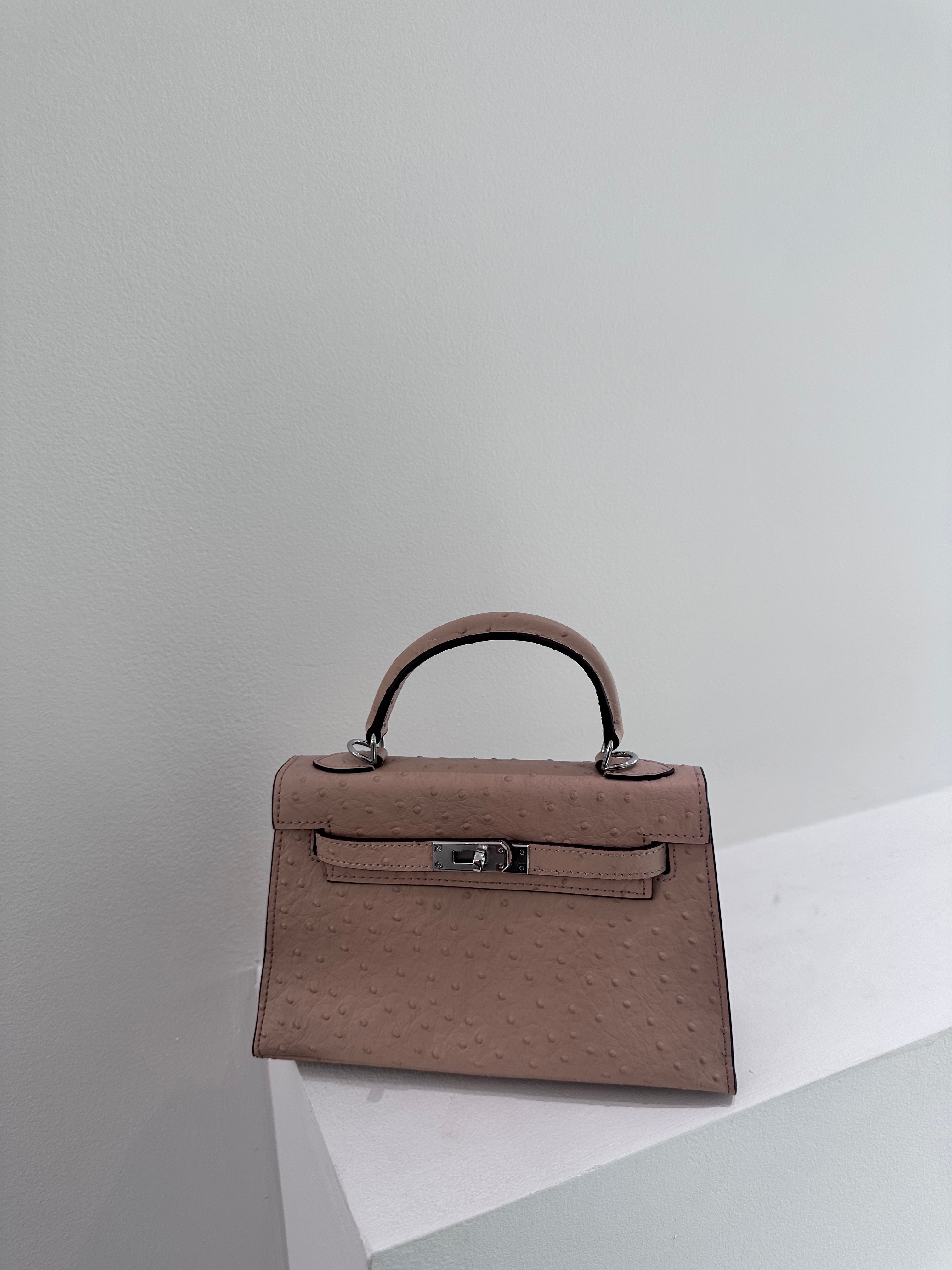 Ostrich Bag Peach - Exotic Leather Bag UAE | Clear UAE
