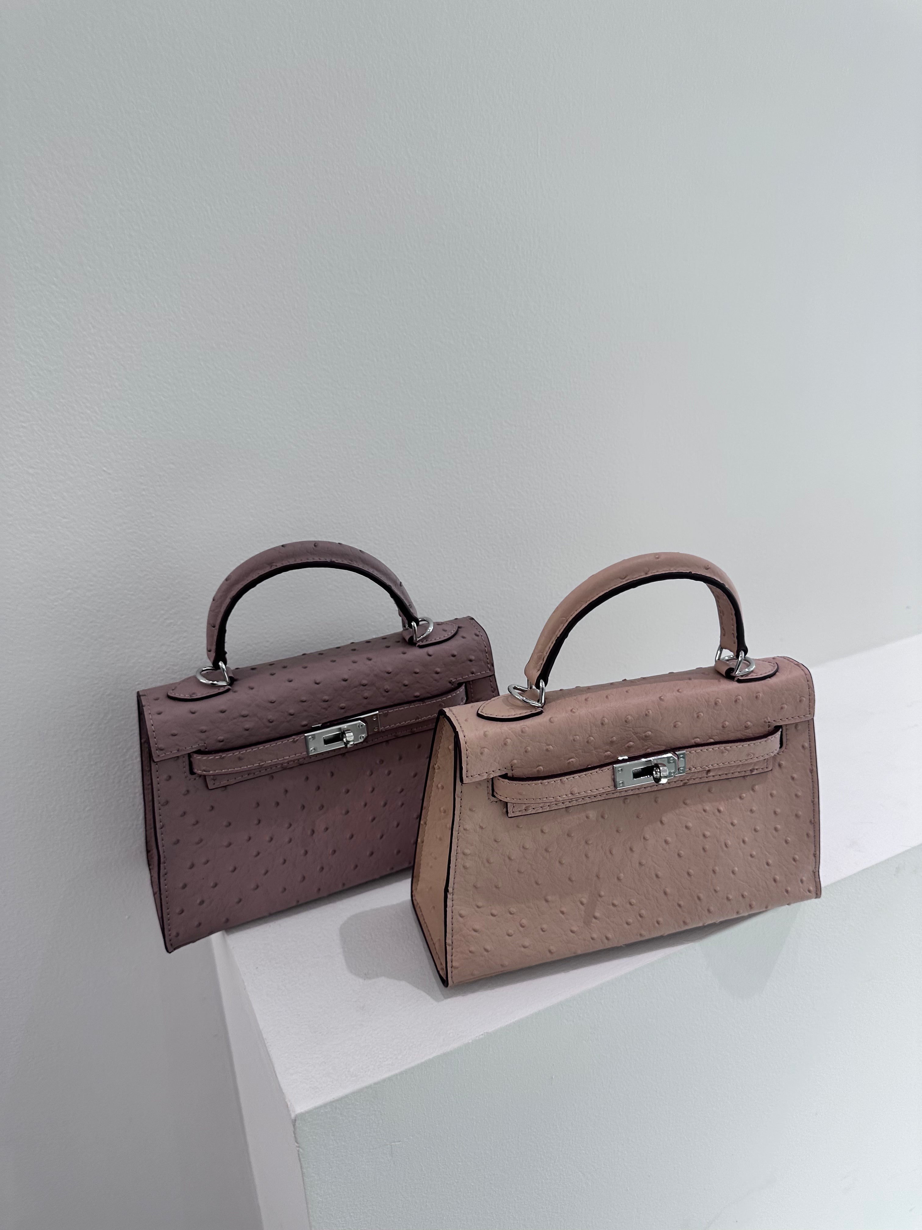 Ostrich Bag Peach - Exotic Leather Bag UAE | Clear UAE
