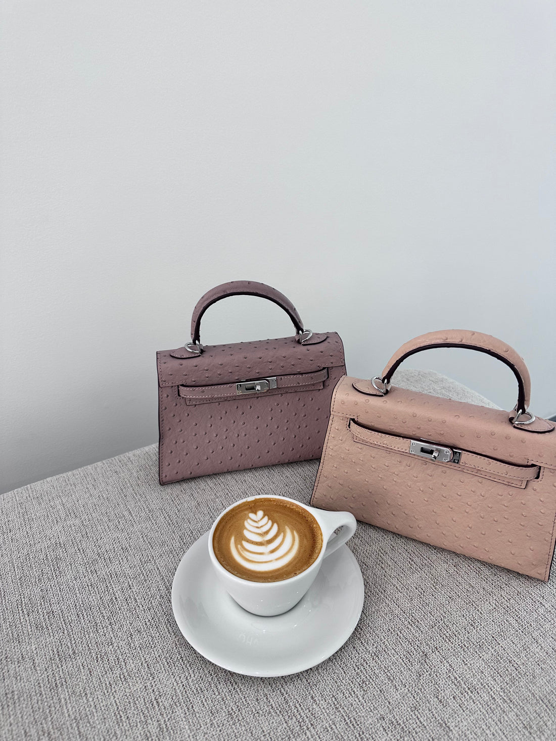 Ostrich Bag Peach - Exotic Leather Bag UAE | Clear UAE
