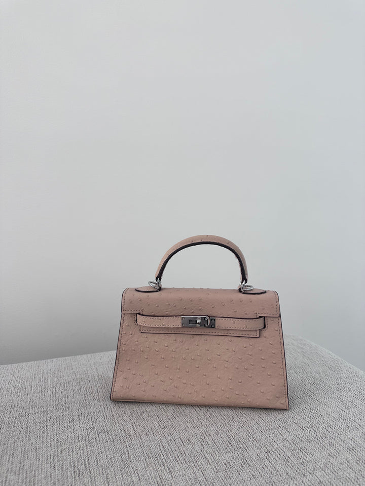Ostrich Bag Peach - Exotic Leather Bag UAE | Clear UAE
