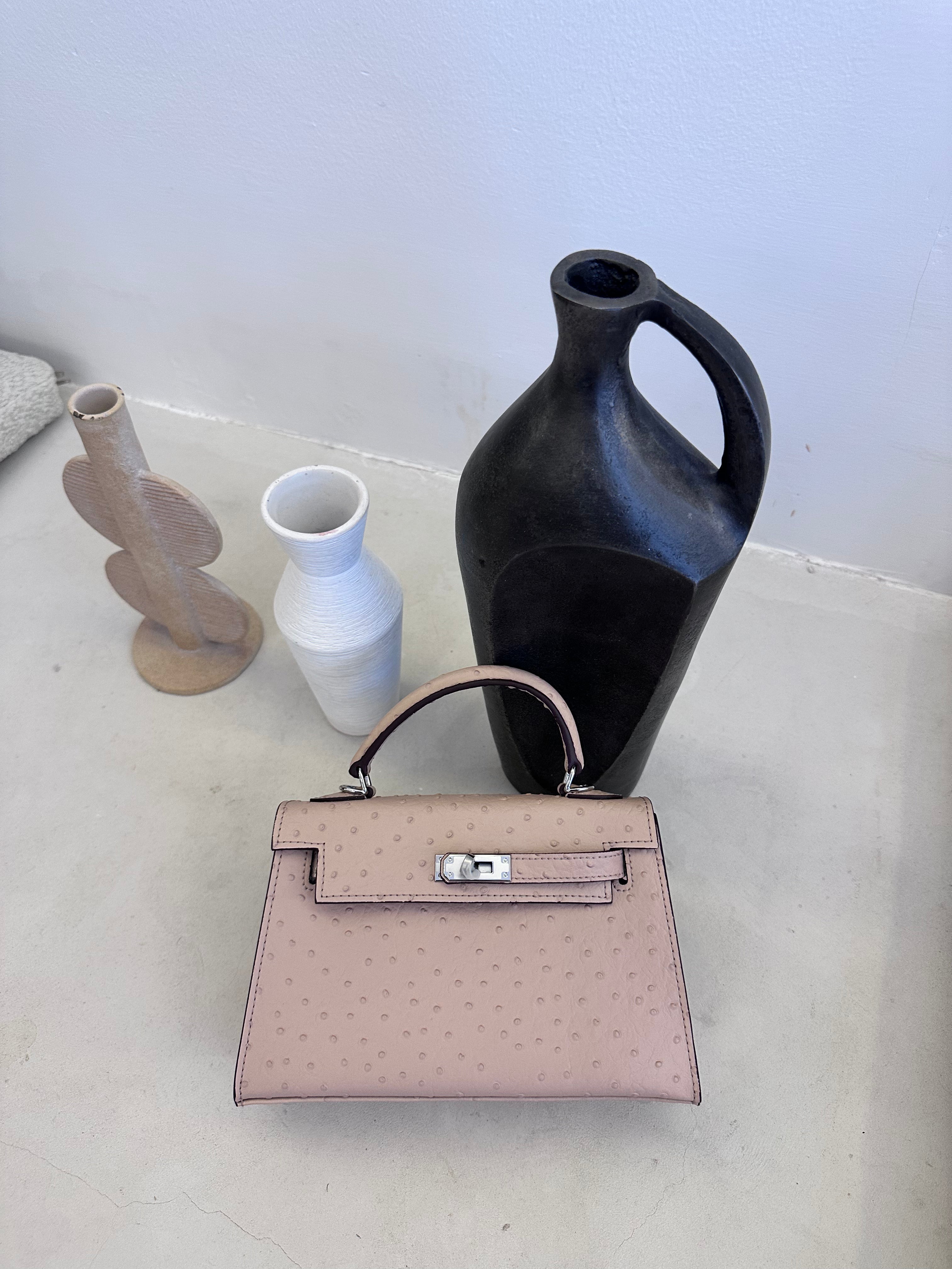 Ostrich Bag Peach - Exotic Leather Bag UAE | Clear UAE
