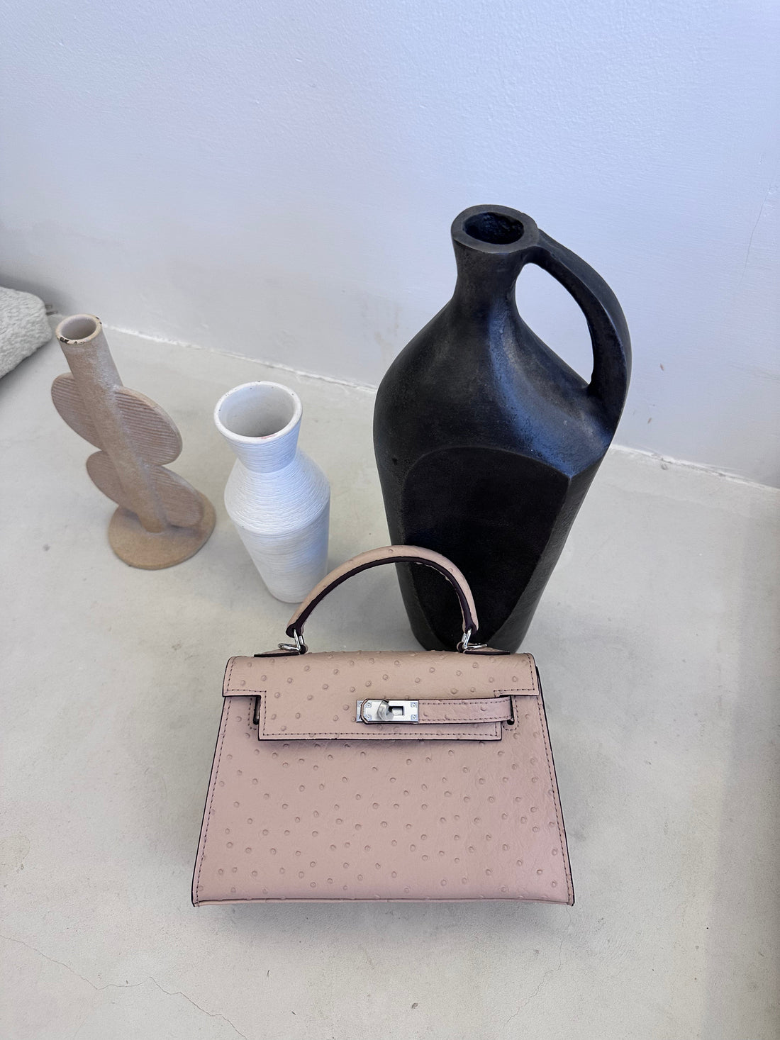 Ostrich Bag Peach - Exotic Leather Bag UAE | Clear UAE
