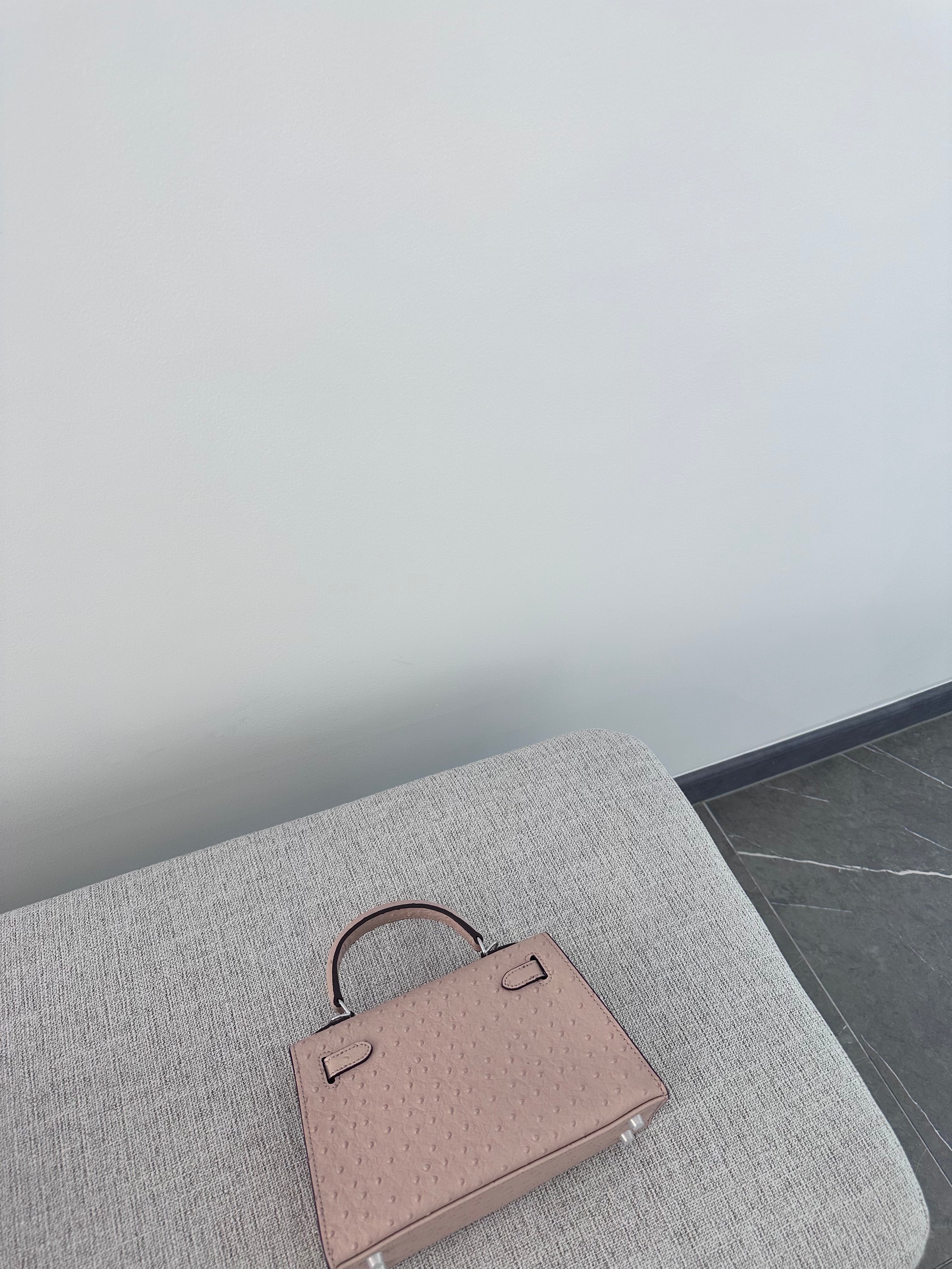 Ostrich Bag Peach - Exotic Leather Bag UAE | Clear UAE
