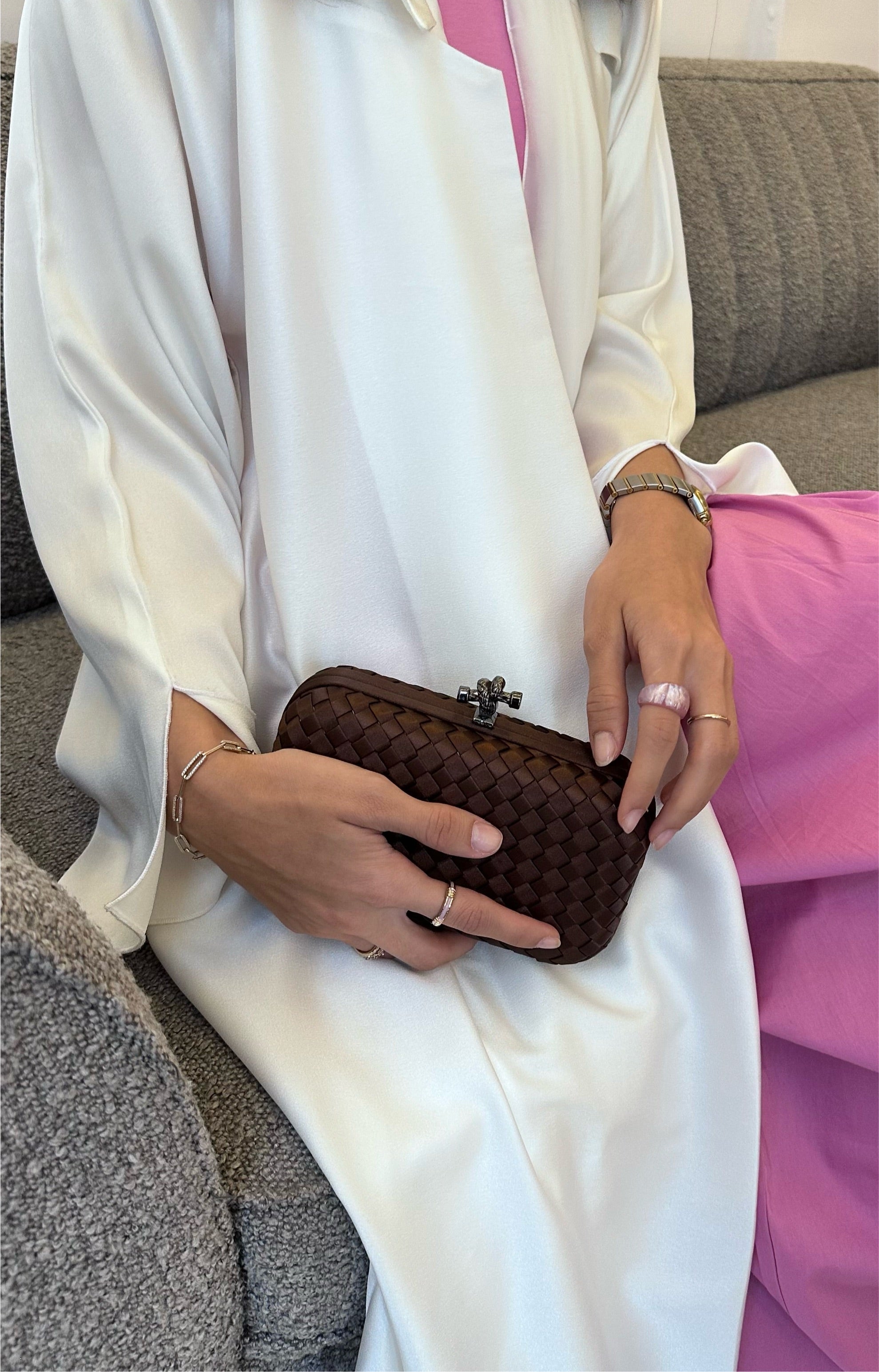 Coffee Mini Clutch Interior - Luxury Clutch | Clear UAE
