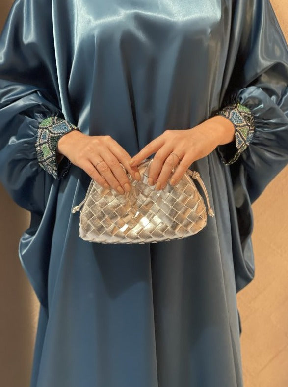 Bottega Intrecciato silver woven luxury bag – Clear UAE