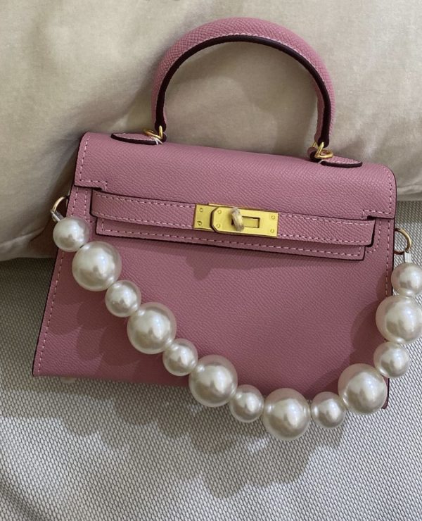 Blush pink Hermès-inspired mini bag front view by Clear UAE
