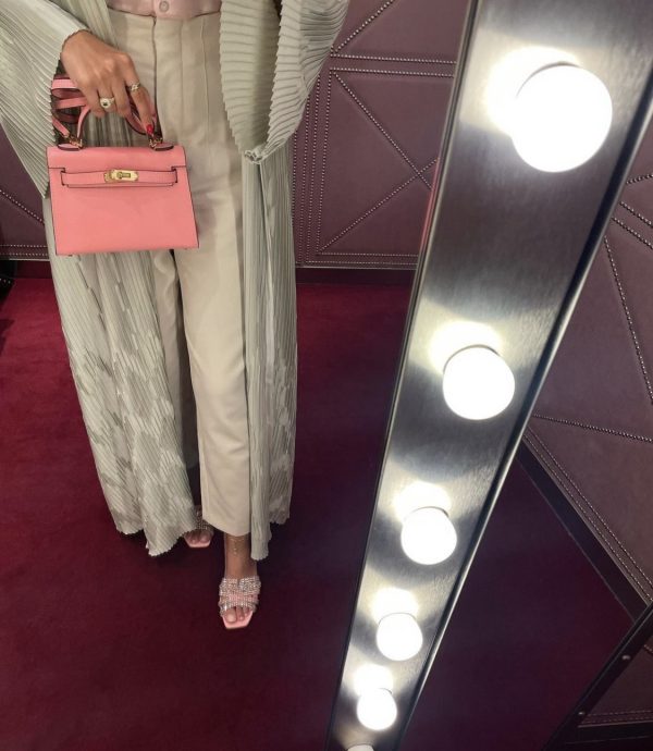 Blush pink Hermès-inspired mini bag front view by Clear UAE
