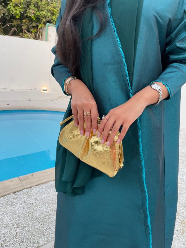 Bottega Pouch Gold Close Up - Luxury Pouch UAE | Clear UAE
