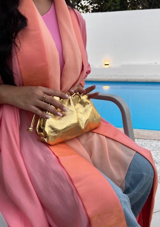 Bottega Pouch Gold Close Up - Luxury Pouch UAE | Clear UAE
